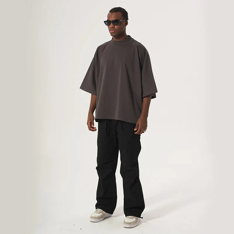 Black Boxy Cropped Hip Hop T-Shirt