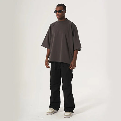 Black Boxy Cropped Hip Hop T-Shirt