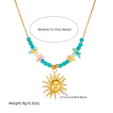 Turquoise Pearl Golden Sun Pendant Necklace