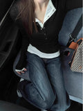 Layered Buttoned Long-Sleeve T-shirt