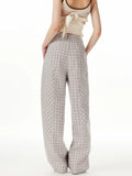 Comfort Plaid Cat Print Retro Sweatpants