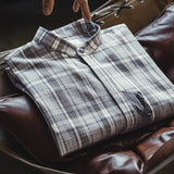 Vintage Retro Plaid Stand Collar Casual Shirt