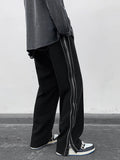 Black Loose Casual Side Split Pants