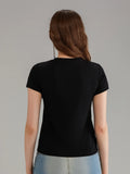 Soft Touch Bow Print Slim Fit Short T-Shirt