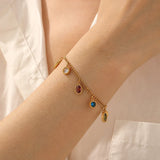 Colorful Rhinestone Oval Stainless Steel Bracelet