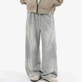 Men's Casual Pleated Drawstring Straight Leg Sweatpants