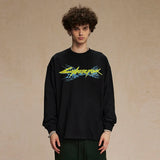 Black Anime Devil Graphic Long Sleeve T-Shirt