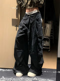 Trendy American Style Hip Pop Denim Cargo Jeans