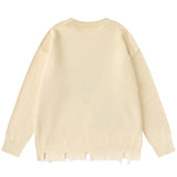 Women Effortless Oversized Ripped Knit Sweater