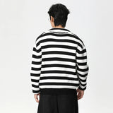 Contrast Color Loose Fit V-Neck Knitted Sweater