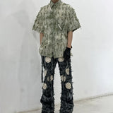 Summer Patchwork Tassel Short Sleeve Shirt