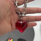Grunge Heart Key Buckle Chain Necklace