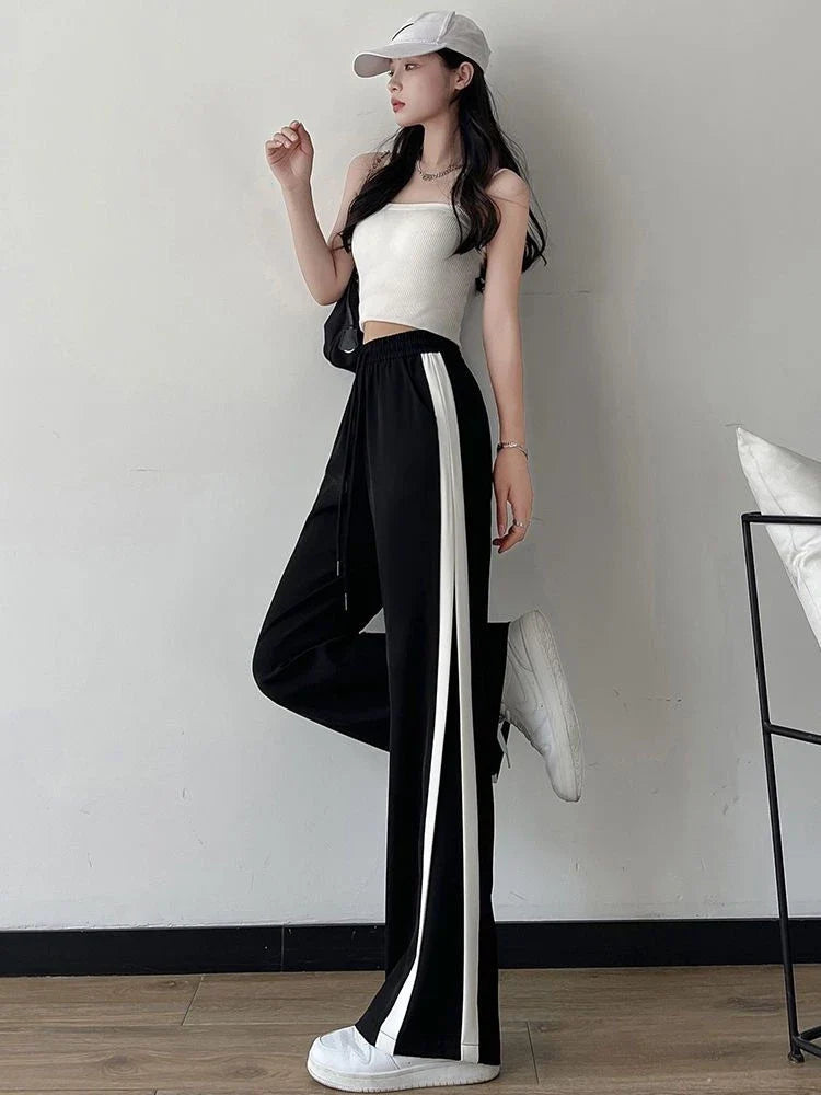 Striped Panelled Loose Pants