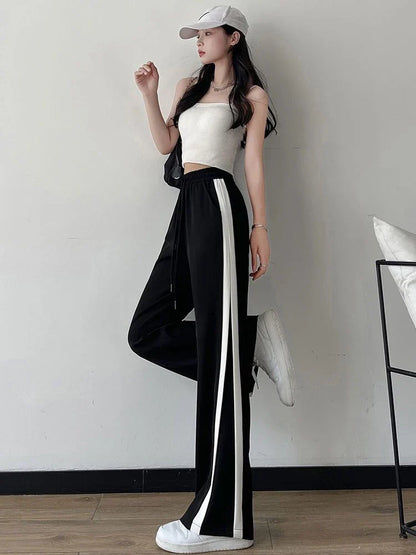 Striped Panelled Loose Pants