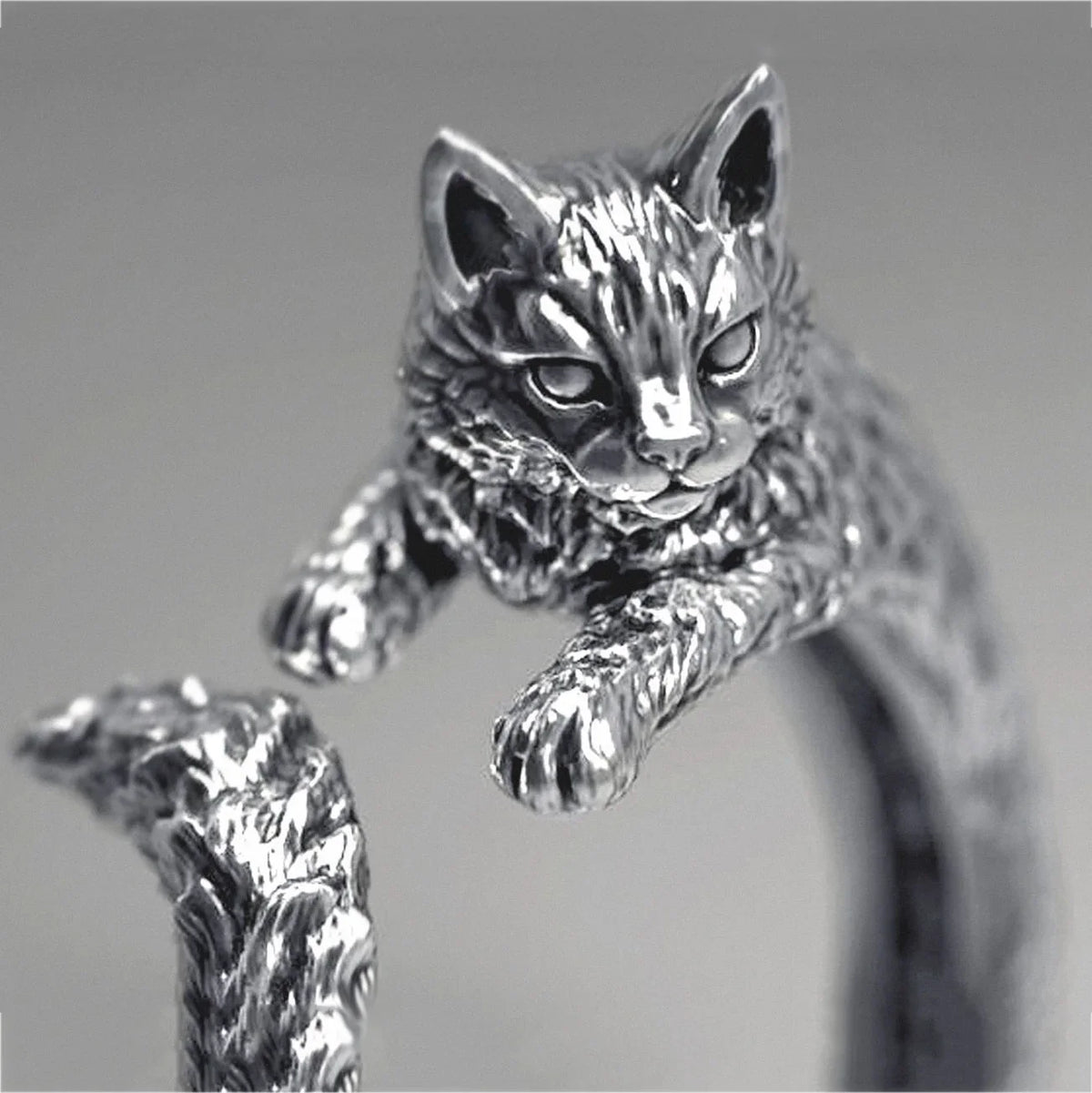 Vintage Witch Cat Opening Ring