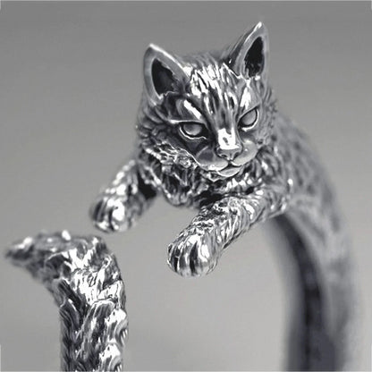 Vintage Witch Cat Opening Ring