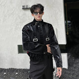 Fashionable Metallic Patchwork Leather Jacket
