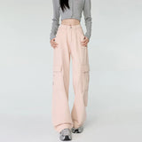 Pink Safari Style High Waist Pants