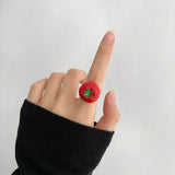 Colorful Tomato Cartoon Resin Rings