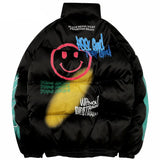 Streetwear Graffiti Print Winter Padded Puffer Jacket