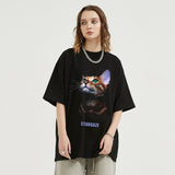 Stargazing Cat Graphic Print T-Shirt
