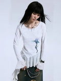 Yedinas Patchwork Gothic Graphic Long T-Shirt