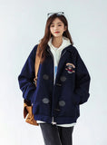 Women Cute Chic Vintage Button Zipper Jacket