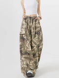 Women Vintage High Waist Camouflage Cargo Pants