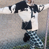 Y2K Retro Jacquard Portrait Sweater