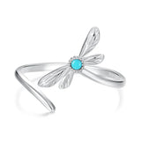 Elegant Turquoise Dragonfly Adjustable Statement Ring
