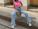 Straight High Waist Women's Denim Pants