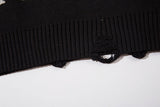 Ripped Black Loose Knitted Sweater