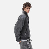 Vintage Distressed Denim Padded Fur Collar Jacket
