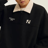 Velvet Embroidered Turn-Down Collar Sweatshirt
