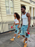 Retro Y2K Embroidered High Waist Denim Short