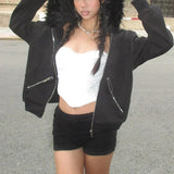 Model wearing the black Fur-Hooded Arctic Jacket