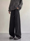 Men's Casual Pleated Drawstring Straight Leg Sweatpants