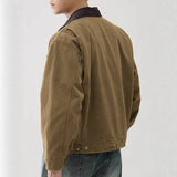Vintage Washed Turn Down Collar Workwear Jacket