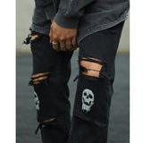 Frayed Skull Denim Jeans