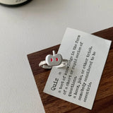 Cute Cartoon Apple Silver Metal Ring