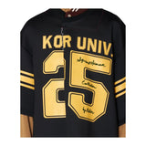 Japanese Patchwork Letter Print Baseball T-Shirt