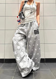 Trendy Oversized Star Wide Leg Sweatpants