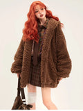 Brown Thick Faux Fur Bear Jacket