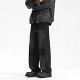 Men's Casual Pleated Drawstring Straight Leg Sweatpants