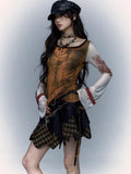 Gothic Patchwork Mesh Long Sleeve T-Shirt