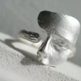 Vintage Irregular Sterling Silver Mask Ring
