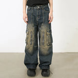 Vintage Straight Baggy Pockets Jeans