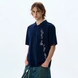 Elegant Letter Printed Short Sleeve Polo T-Shirt