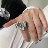 Elegant Silver Simple Bow Ring