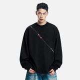Streetwear Gradient Beaded Crewneck Sweatshirt